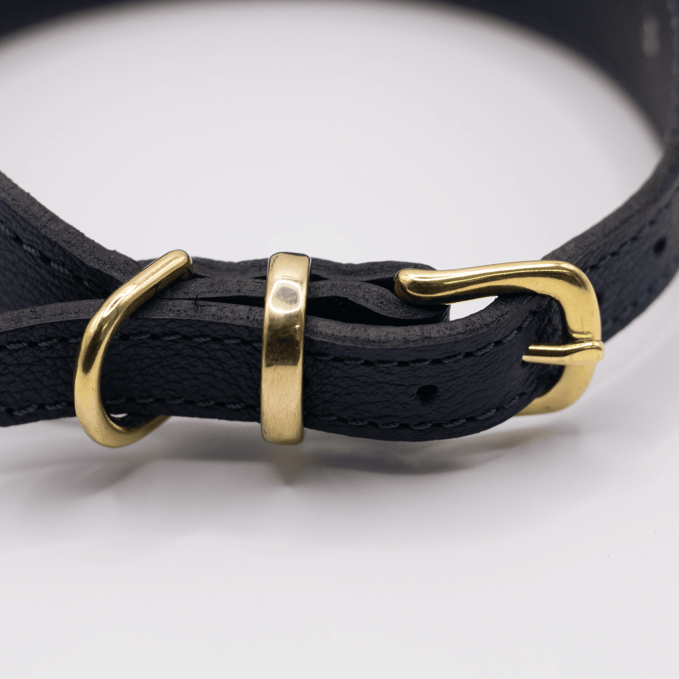 Flat and Wider Soft Leather Dog Collar Navy