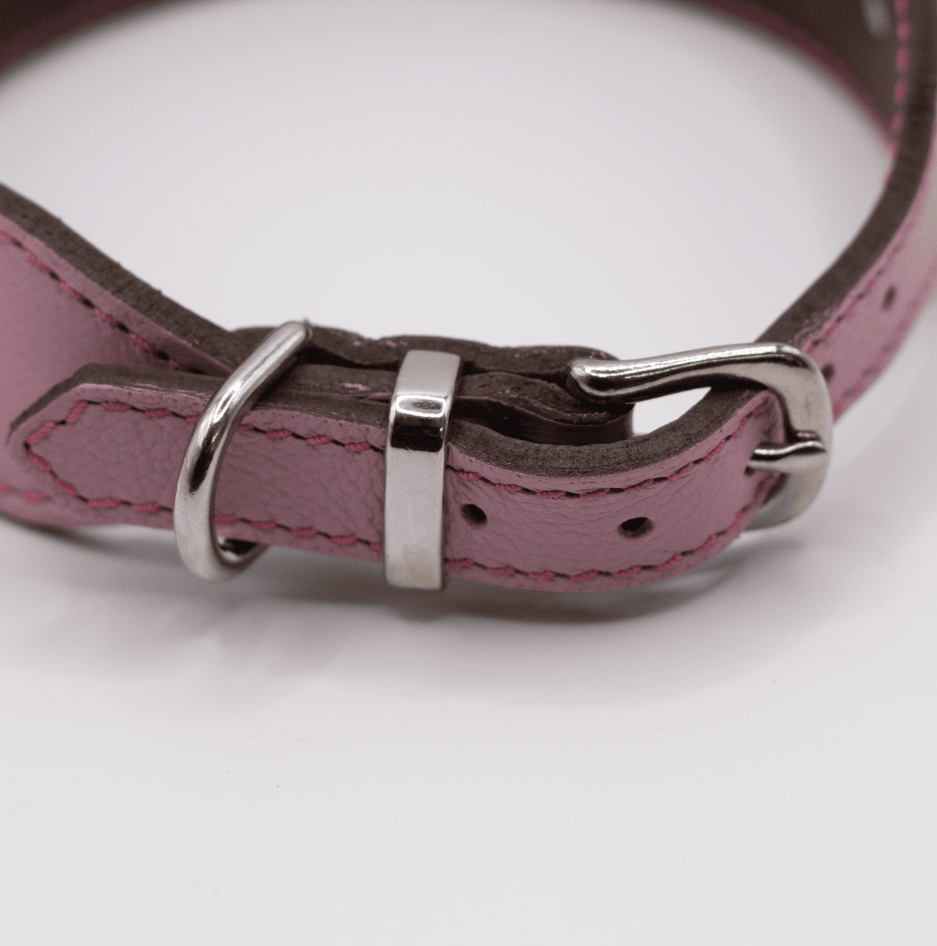 Flat and Wider Soft Leather Dog Collar Pink