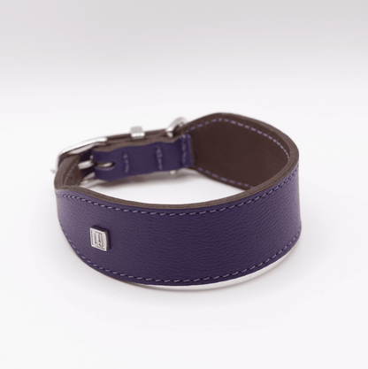 Flat and Wider Soft Leather Dog Collar Purple