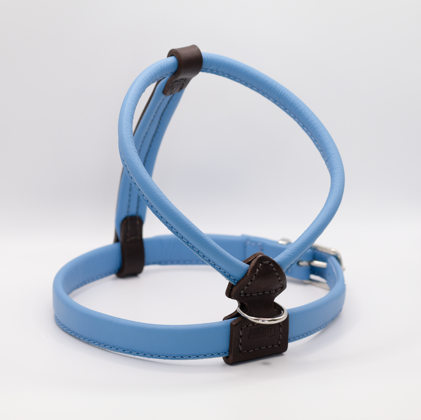 French Bulldog Leather Harness Blue