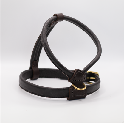French Bulldog Leather Harness Brown