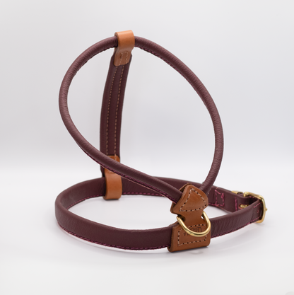 French Bulldog Leather Harness Merlot