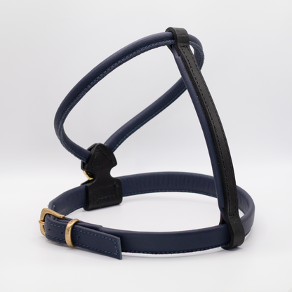 French Bulldog Leather Harness Navy