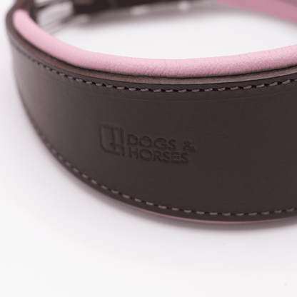 D&H Padded Leather Hound Collar Brown and Pink