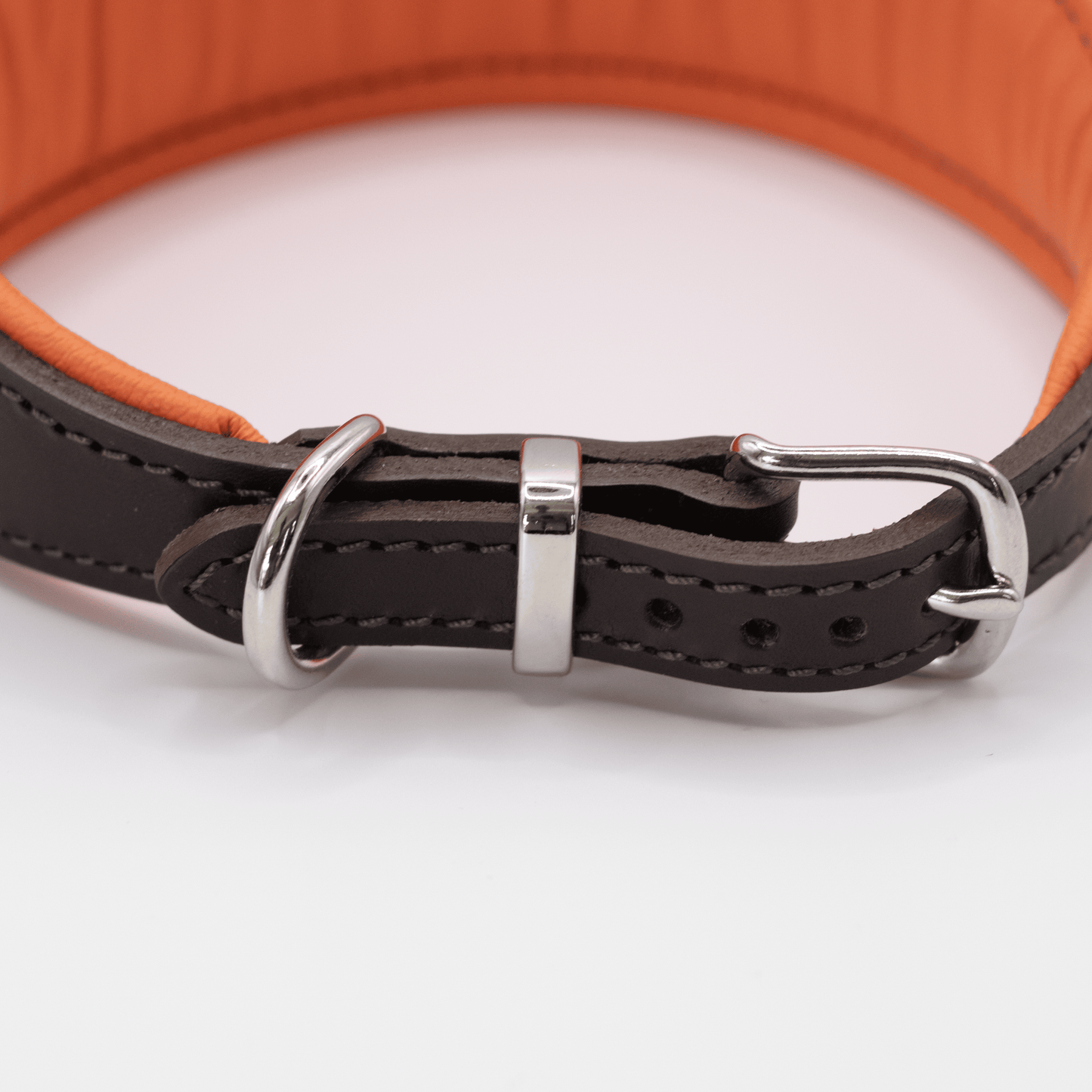 D&H Padded Leather Hound Collar Brown and Orange