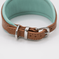 D&H Padded Leather Hound Collar Tan and Aqua