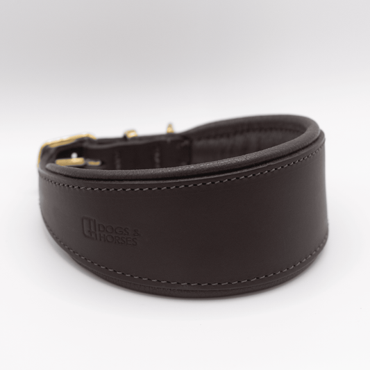 D&H Padded Leather Hound Collar Brown