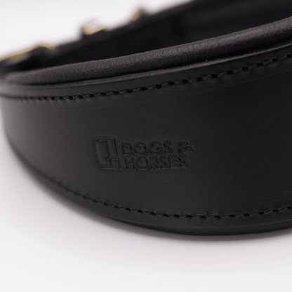 D&H Padded Leather Hound Collar Black