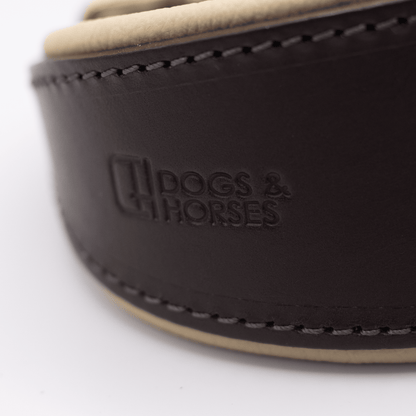 D&H Padded Leather Hound Collar Brown and Cream