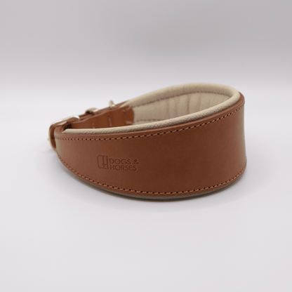 D&H Padded Leather Hound Collar Tan and Cream