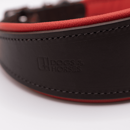 D&H Padded Leather Hound Collar Brown and Red