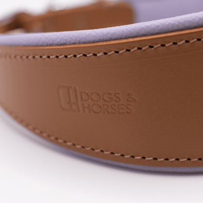 D&H Padded Leather Hound Collar Tan and Lilac
