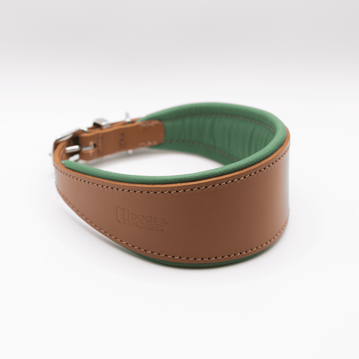 D&H Padded Leather Hound Collar Tan and Clover