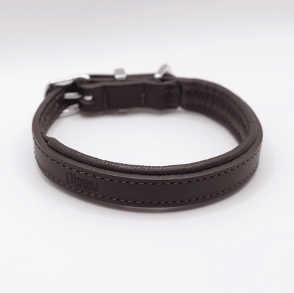 Padded Leather Dog Collar Brown