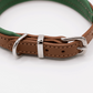 Padded Leather Dog Collar Tan and Clover