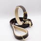 Padded Leather Dog Collar Brown and Cream