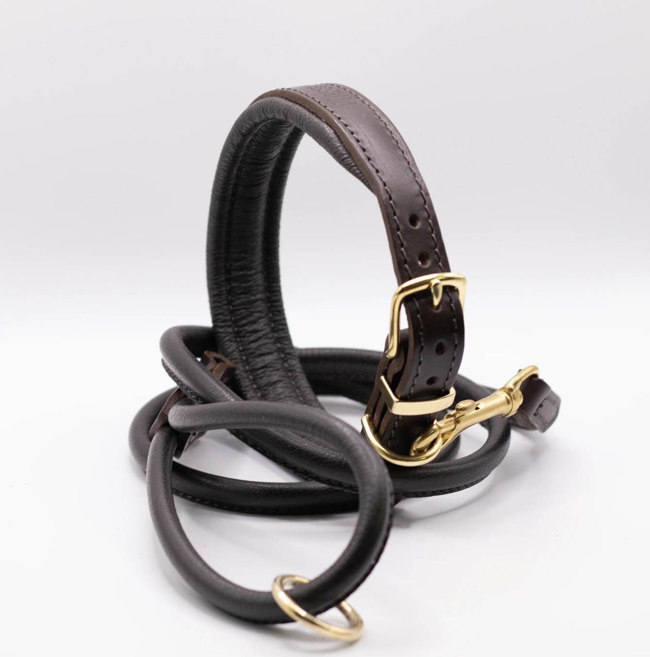 Padded Leather Dog Collar Brown