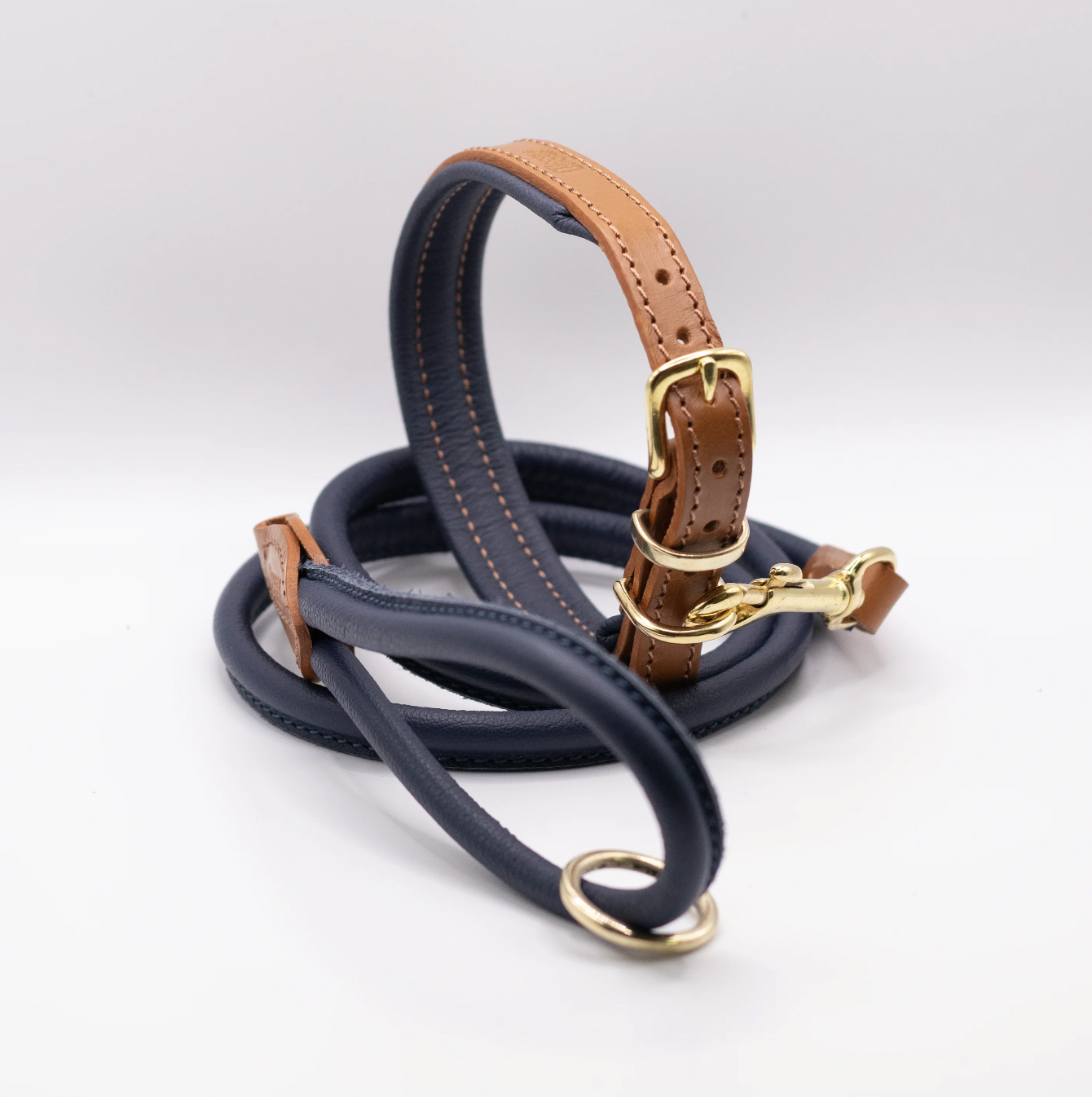 Handmade in Britain soft leather dog collar and lead