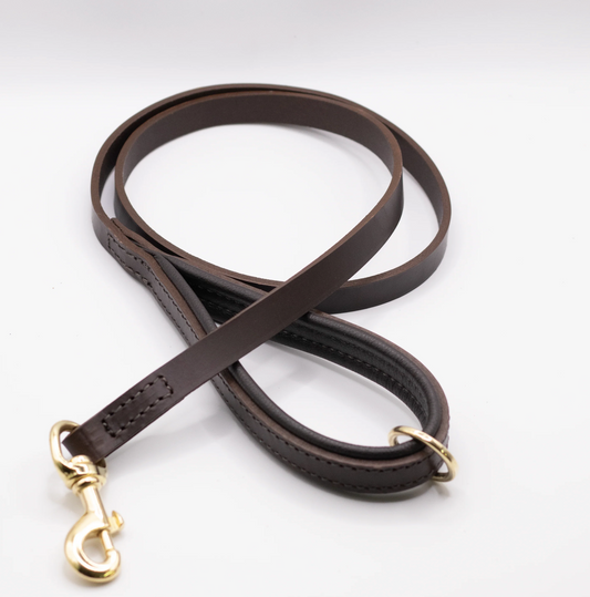 Padded Leather Dog Lead Brown
