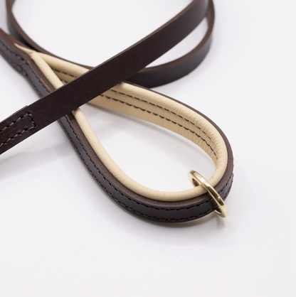 Padded Leather Lead Brown and Cream