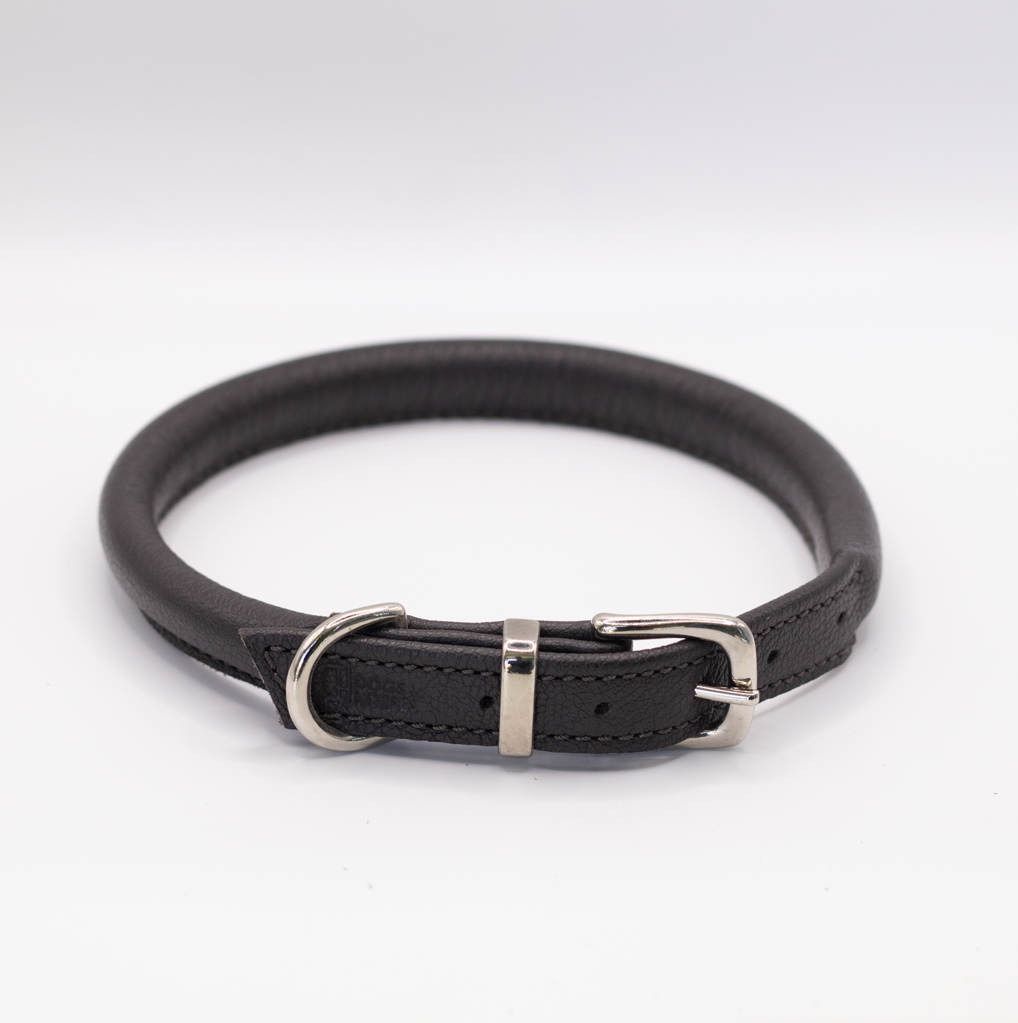 Rolled Soft Leather Dog Collar Black