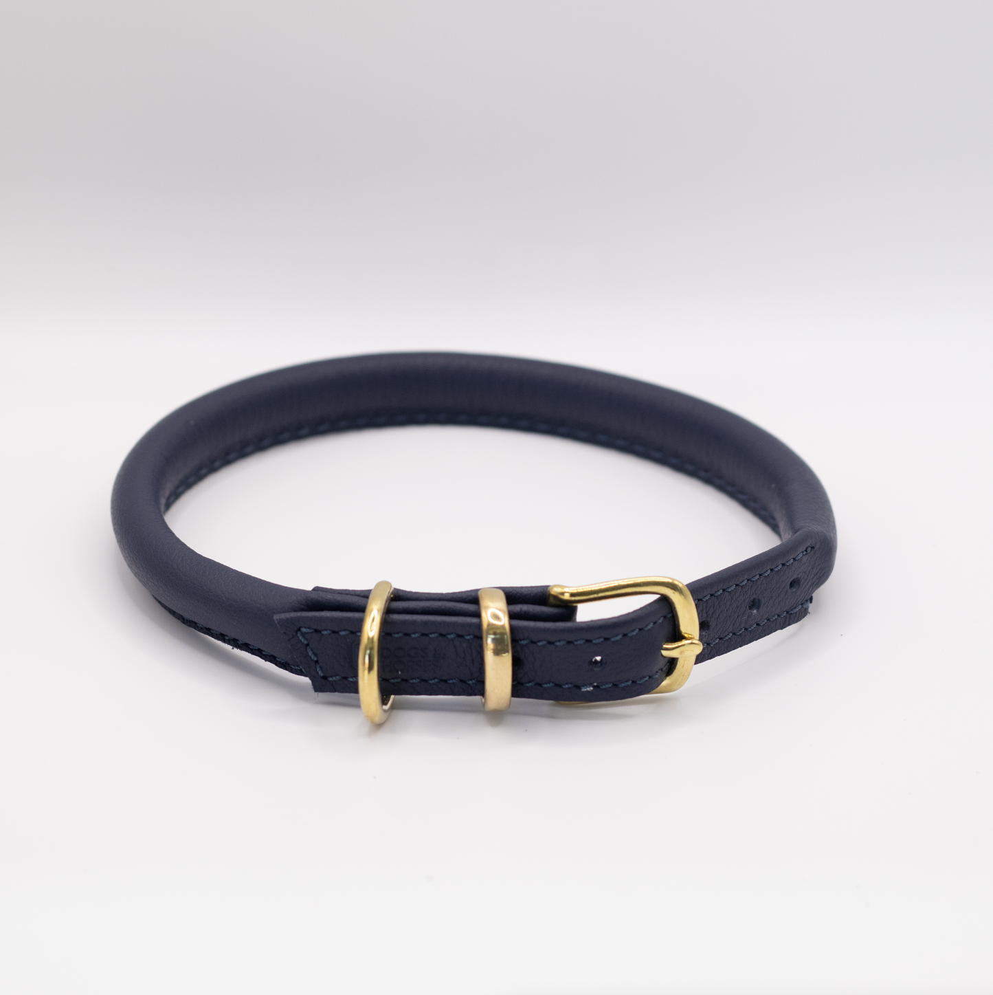 Rolled Soft Leather Dog Collar Navy