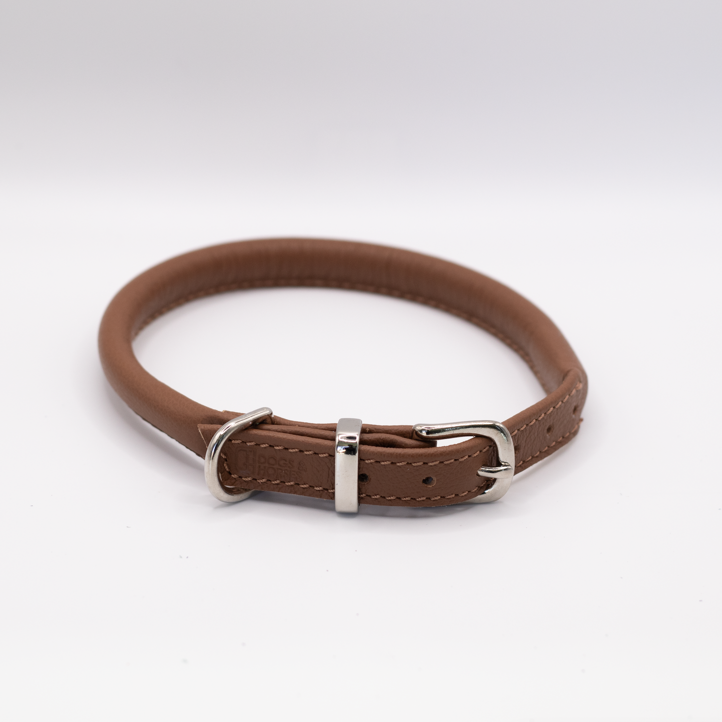 Rolled Soft Leather Dog Collar Tan