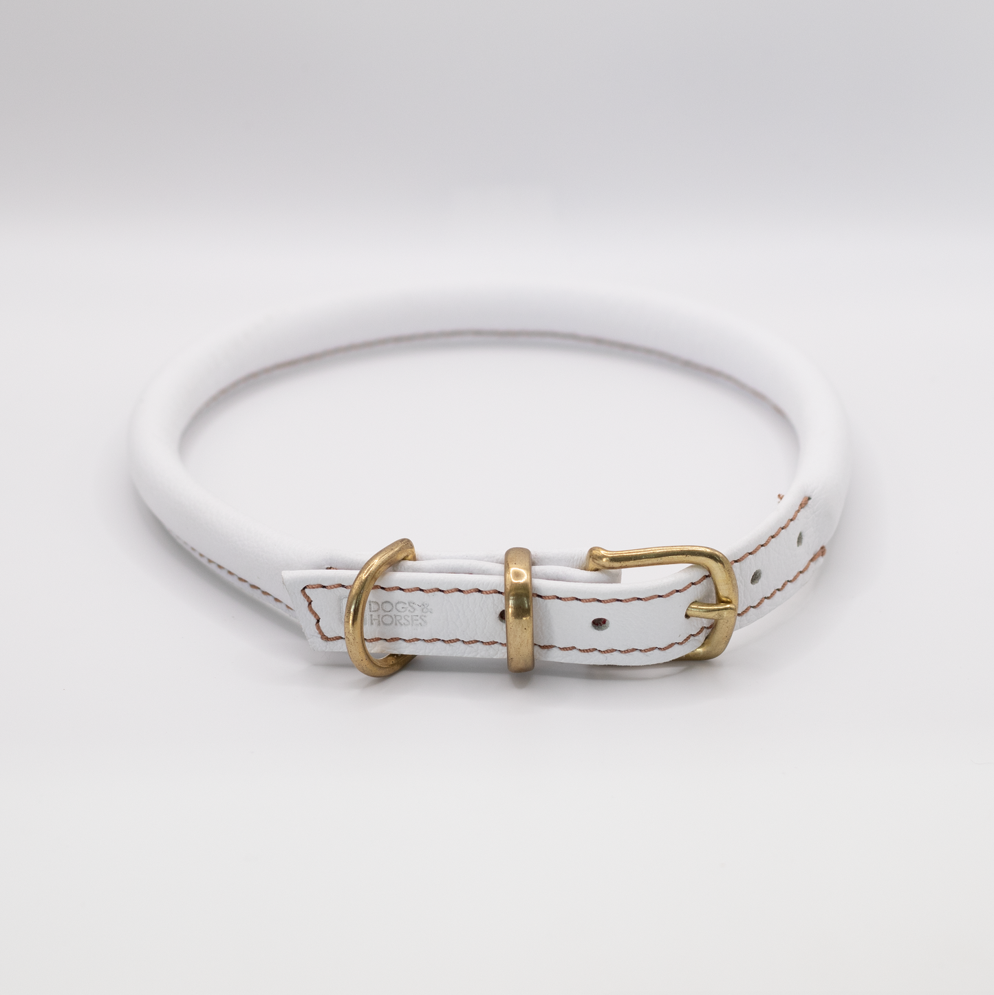 Rolled Soft Leather Dog Collar White