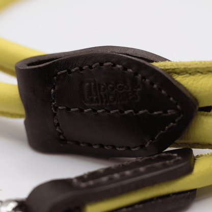 Rolled Soft Leather Lead Bright Yellow - 135cm (53in)