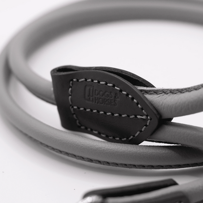 OUTLET: Rolled Soft Leather Dog Lead Grey