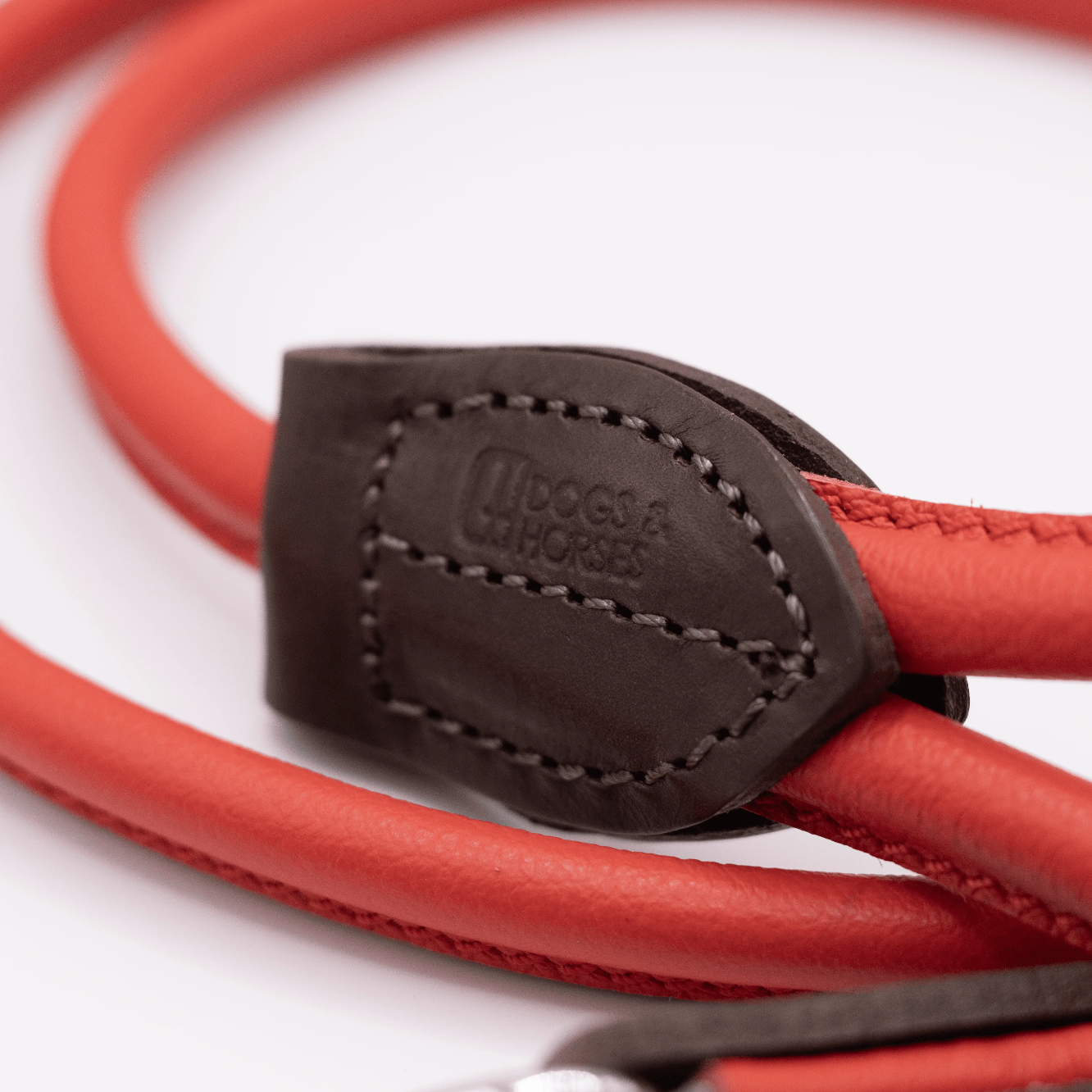 Rolled Soft Leather Dog Lead Red