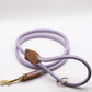 Rolled Soft Leather Dog Collar and Lead Set Lilac