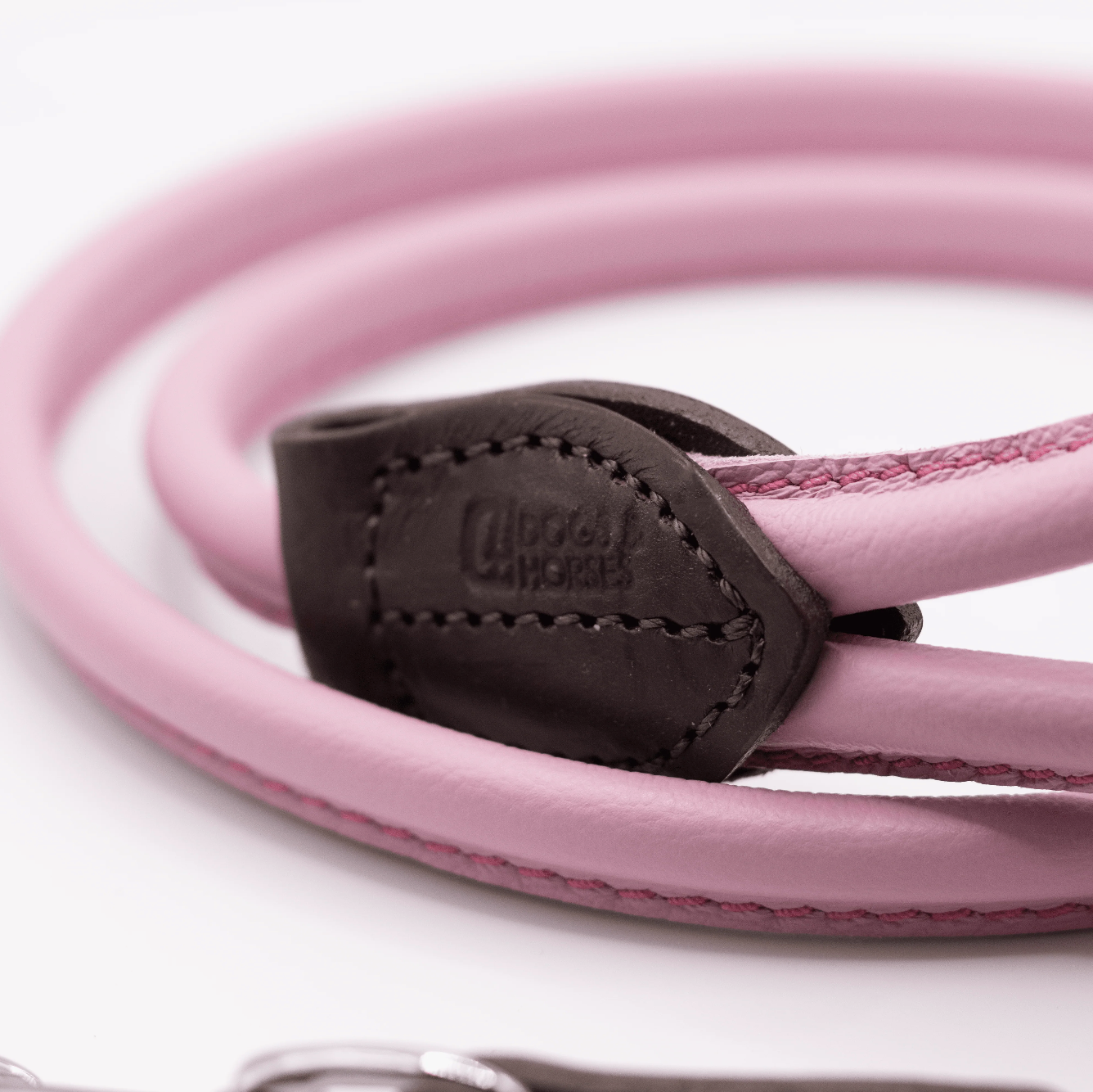 Rolled Soft Leather Dog Lead Pink