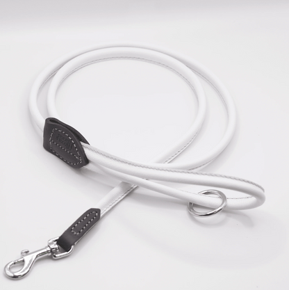 Rolled Soft Leather Dog Lead White