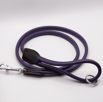 Rolled Soft Leather Dog Lead Purple