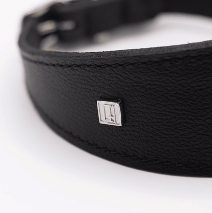 Soft Leather Hound Collar Black