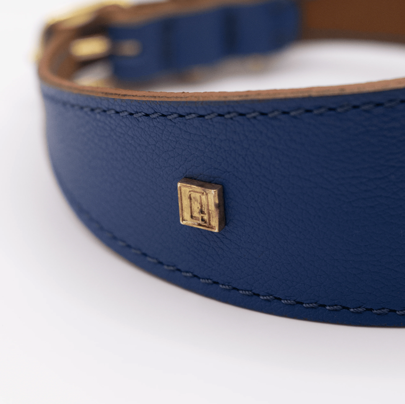 Soft Leather Hound Collar Electric Blue