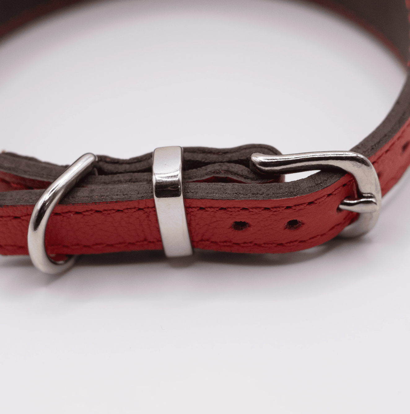 Soft Leather Hound Collar Red